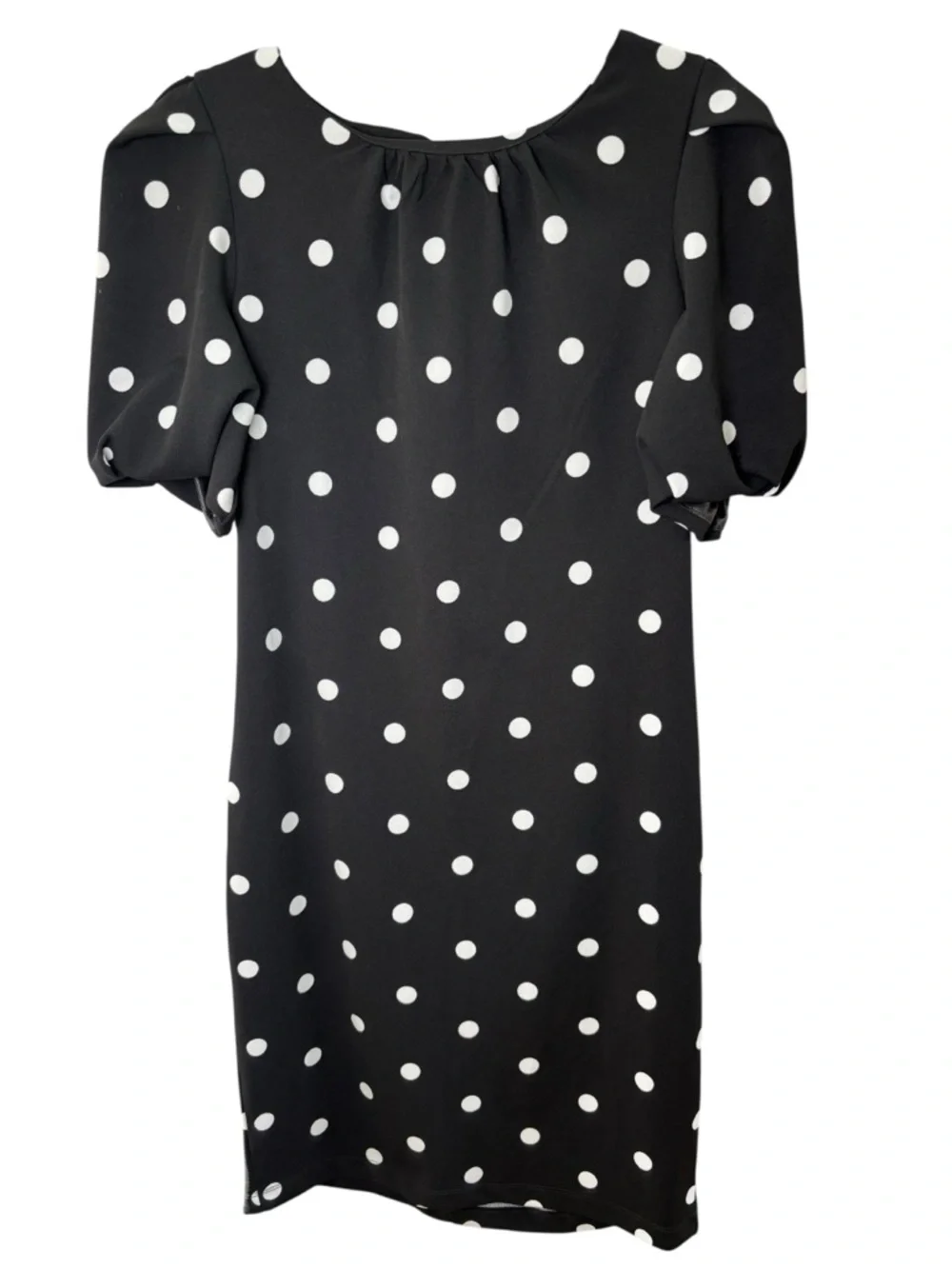 NY&C Black & White Polka Dot Kentucky Derby Midi Short Slv Dress Women’s Size M - Picture 2 of 7